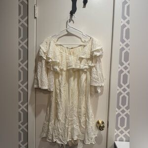 XL Free People Rush For Ruffles Cream Lace Romper